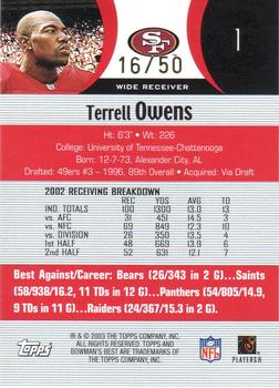 2003 Bowman's Best - Red #1 Terrell Owens Back