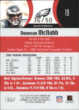 2003 Bowman's Best - Red #19 Donovan McNabb Back