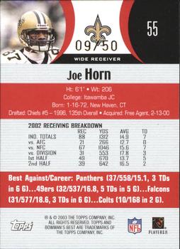 2003 Bowman's Best - Red #55 Joe Horn Back