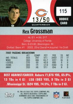 2003 Bowman's Best - Red #115 Rex Grossman Back