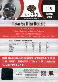 2003 Bowman's Best - Red #118 Malaefou Mackenzie Back