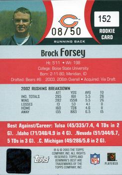2003 Bowman's Best - Red #152 Brock Forsey Back