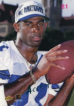 1996 Playoff Contenders - Accents #21 Deion Sanders Back