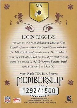 2003 Donruss Classics - Membership #M8 John Riggins Back