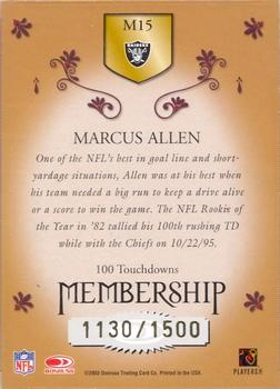 2003 Donruss Classics - Membership #M15 Marcus Allen Back