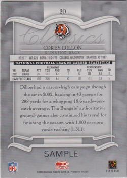 2003 Donruss Classics - Samples #20 Corey Dillon Back