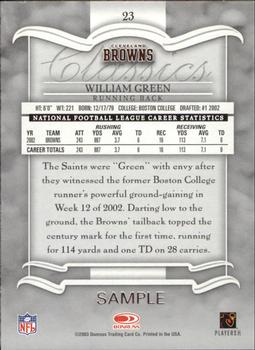 2003 Donruss Classics - Samples #23 William Green Back