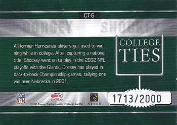 2003 Donruss Elite - College Ties #CT-6 Jeremy Shockey / Ken Dorsey Back