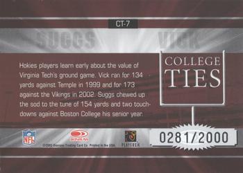 2003 Donruss Elite - College Ties #CT-7 Michael Vick / Lee Suggs Back