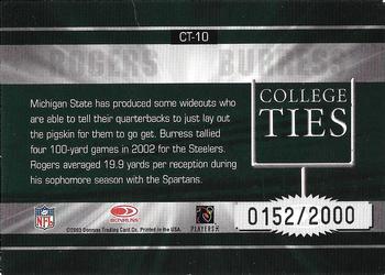 2003 Donruss Elite - College Ties #CT-10 Charles Rogers / Plaxico Burress Back