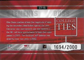 2003 Donruss Elite - College Ties #CT-15 Nate Clements / Mike Doss Back