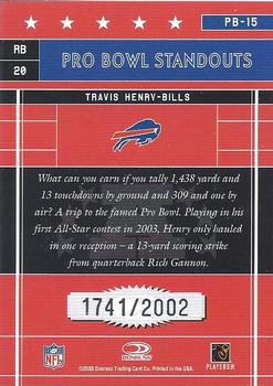 2003 Donruss Elite - Pro Bowl Standouts #PB-15 Travis Henry Back