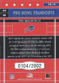 2003 Donruss Elite - Pro Bowl Standouts #PB-19 Eric Moulds Back