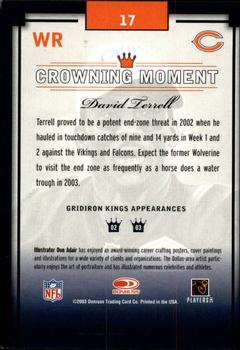2003 Donruss Gridiron Kings - Bronze #17 David Terrell Back