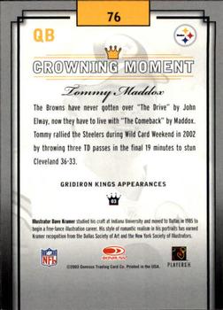 2003 Donruss Gridiron Kings - Bronze #76 Tommy Maddox Back