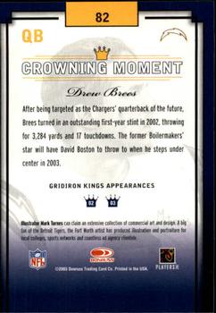 2003 Donruss Gridiron Kings - Bronze #82 Drew Brees Back