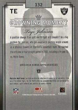 2003 Donruss Gridiron Kings - Bronze #132 Teyo Johnson Back