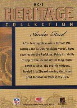 2003 Donruss Gridiron Kings - Heritage Collection #HC-1 Andre Reed Back
