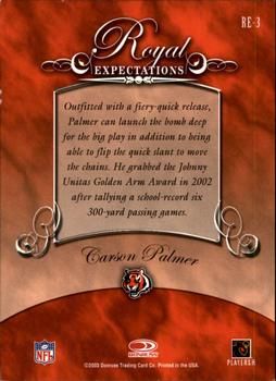 2003 Donruss Gridiron Kings - Royal Expectations #RE-3 Carson Palmer Back