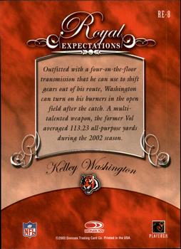 2003 Donruss Gridiron Kings - Royal Expectations #RE-8 Kelley Washington Back