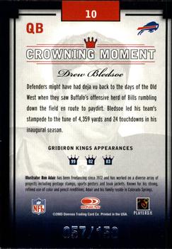 2003 Donruss Gridiron Kings - Silver #10 Drew Bledsoe Back