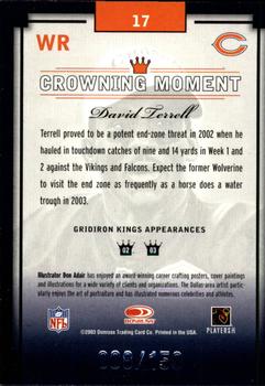 2003 Donruss Gridiron Kings - Silver #17 David Terrell Back