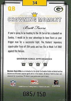 2003 Donruss Gridiron Kings - Silver #34 Brett Favre Back