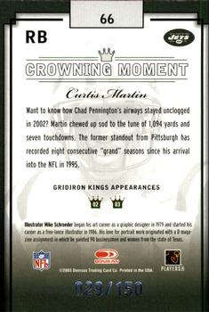 2003 Donruss Gridiron Kings - Silver #66 Curtis Martin Back