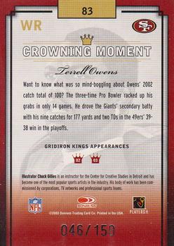 2003 Donruss Gridiron Kings - Silver #83 Terrell Owens Back