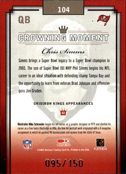 2003 Donruss Gridiron Kings - Silver #104 Chris Simms Back