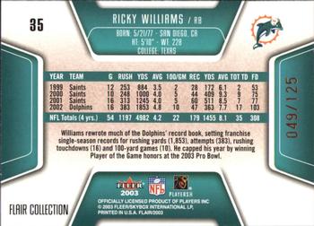 2003 Flair - Collection #35 Ricky Williams Back