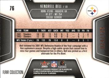 2003 Flair - Collection #76 Kendrell Bell Back