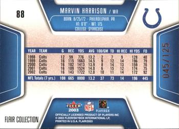 2003 Flair - Collection #88 Marvin Harrison Back