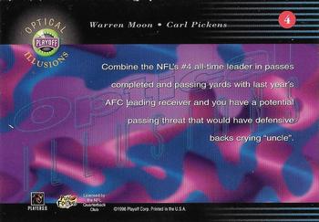1996 Playoff Illusions - Optical Illusions #4 Warren Moon / Carl Pickens Back