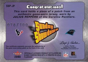2003 Flair - Sunday Showdown Patches #SSP-JP David Carr / Julius Peppers Back