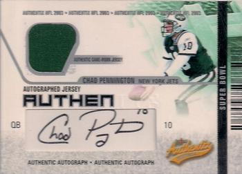 2003 Fleer Authentix - Jersey Authentix Autographs Super Bowl #AJA-CP Chad Pennington Front