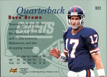 1996 Playoff Prime #023 Dave Brown Back