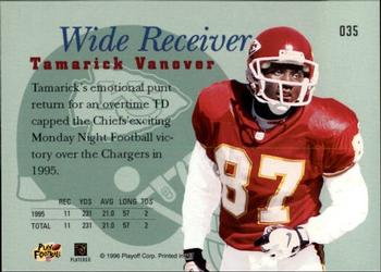 1996 Playoff Prime #035 Tamarick Vanover Back