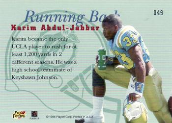 1996 Playoff Prime #049 Karim Abdul-Jabbar Back