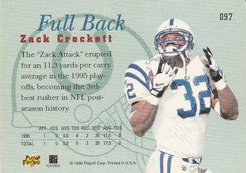 1996 Playoff Prime #097 Zack Crockett Back