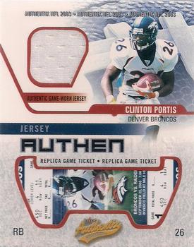 2003 Fleer Authentix - Jersey Authentix Ripped #JA-CP Clinton Portis Front