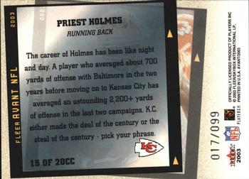 2003 Fleer Avant - Candid Collection #15CC Priest Holmes Back