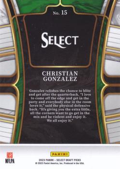 2023 Panini Select Draft Picks - Blue Retail #15 Christian Gonzalez Back