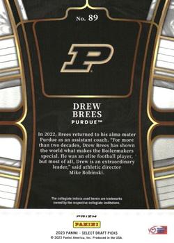 2023 Panini Select Draft Picks - Gold Lazer Prizm #89 Drew Brees Back