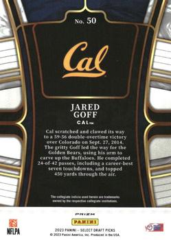 2023 Panini Select Draft Picks - Purple Lazer Prizm #50 Jared Goff Back