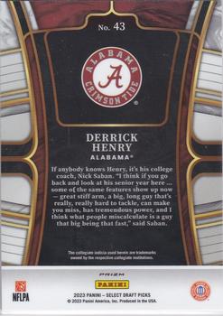 2023 Panini Select Draft Picks - Red Lazer Prizm #43 Derrick Henry Back