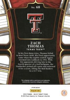 2023 Panini Select Draft Picks - Red Lazer Prizm #68 Zach Thomas Back
