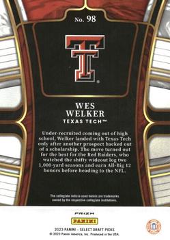 2023 Panini Select Draft Picks - Tiger Prizm #98 Wes Welker Back