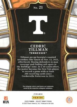 2023 Panini Select Draft Picks - White Lazer Prizm #21 Cedric Tillman Back