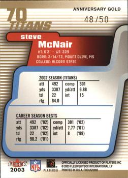 2003 Fleer Focus - Anniversary Gold #70 Steve McNair Back